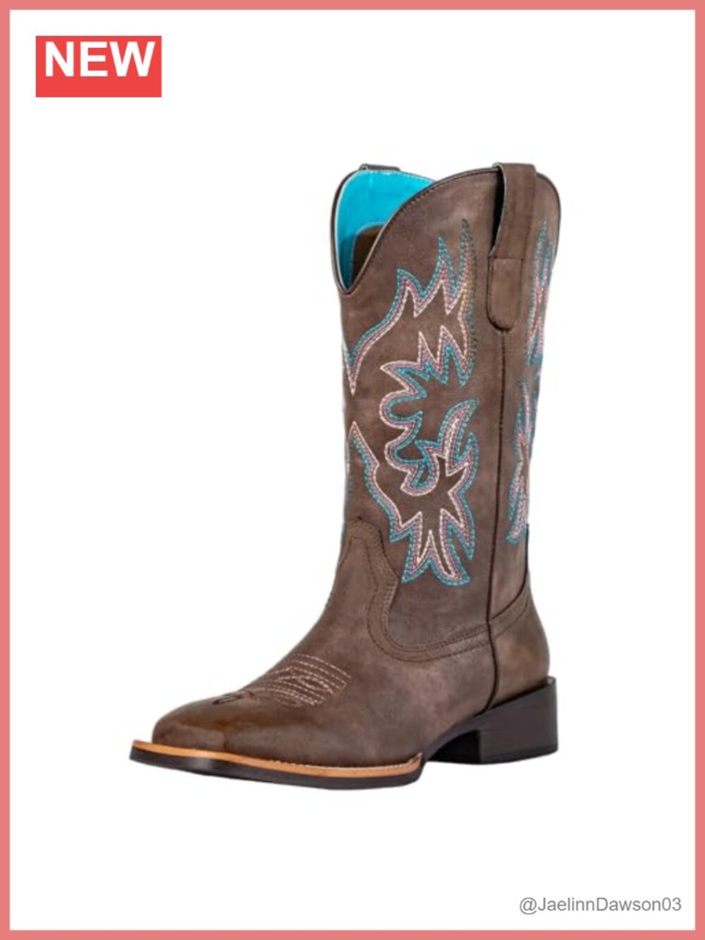 Faux Leather Square Toe Cowgirl Boots Wide Calf Pull-On
